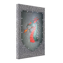 Dragón Chainmail del escudo del metal Impresiones En Lona Estiradas