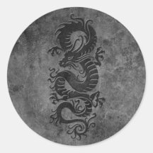 Dragón chino áspero, oscuro pegatina redonda
