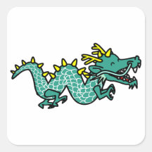 Dragón chino calcomanías cuadradases