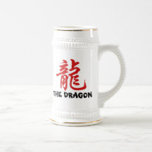 Dragón chino de la muestra de la astrología taza