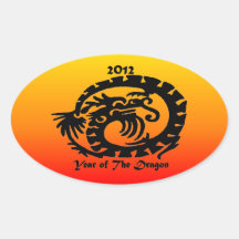 Dragón chino del Año Nuevo 2012 Pegatina De Oval Personalizadas