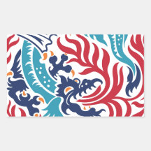 Dragón chino rectangular pegatina