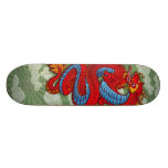 Dragón chino rojo en verde patines personalizados