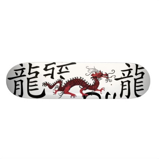 Dragón chino rojo tabla de skate