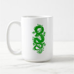 Dragón chino tribal verde tazas de café