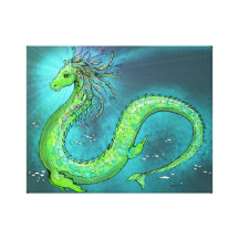 Dragón de agua impresión en lona estirada