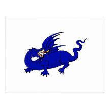 Dragón de arrastre azul de la llama tarjeta postal
