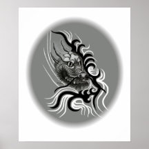 dragón de China en Tattoo Style Poster