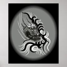 dragón de China en Tattoo Style Poster