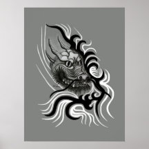 dragón de China en Tattoo Style Poster
