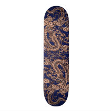 Dragón de cobre en textura del cuero del azul real tabla de skate