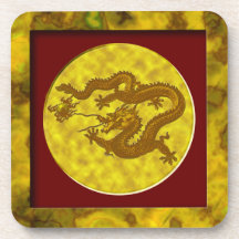 Dragón de la moneda de oro posavasos