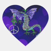Dragón de la paz calcomania de corazon