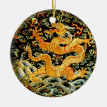 Dragón de oro bordado antigüedad china del zodiaco adorno para reyes