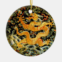 Dragón de oro bordado antigüedad china del zodiaco adorno para reyes