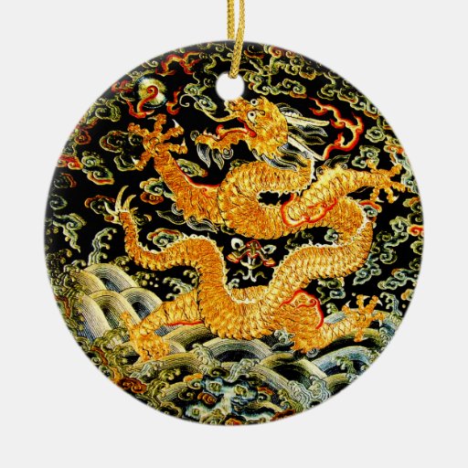 Dragón de oro bordado antigüedad china del zodiaco adorno para reyes