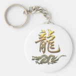 Dragón de oro del zodiaco chino llaveros