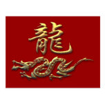 Dragón de oro del zodiaco chino postal