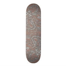 Dragón de plata en textura de cuero de color topo patines personalizados