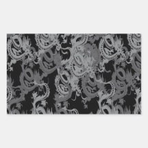 Dragón de Ying Yang del chino Rectangular Pegatinas
