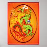 Dragón del Año Nuevo y poster del óvalo del símbol