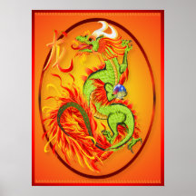Dragón del Año Nuevo y poster del óvalo del símbol