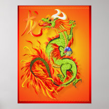 Dragón del Año Nuevo y poster del símbolo