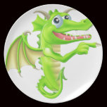 Dragón del dibujo animado que mira a escondidas al platos