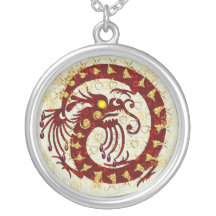 Dragón del fuego rojo pendiente personalizado