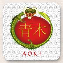 Dragón del monograma de Aoki Posavasos De Bebida