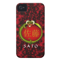 Dragón del monograma de Sato iPhone 4 Case-Mate Carcasa
