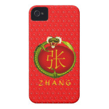 Dragón del monograma de Zhang Case-Mate iPhone 4 Fundas