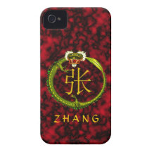Dragón del monograma de Zhang Case-Mate iPhone 4 Protectores