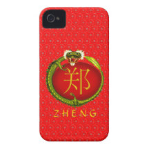 Dragón del monograma de Zheng iPhone 4 Fundas