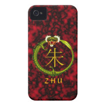 Dragón del monograma de Zhu iPhone 4 Fundas