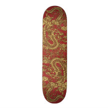Dragón del oro en textura de cuero roja tablas de patinar