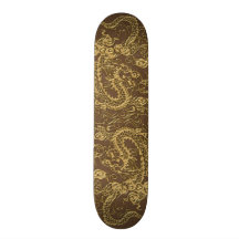 Dragón del oro en textura del cuero de Brown Patineta Personalizada
