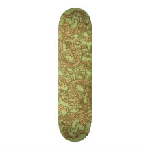 Dragón del oro en textura del cuero de la verde li monopatín personalizado