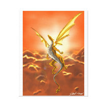 Dragón del oro por la puesta del sol (lona) impresiones en lona estiradas