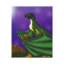 Dragón en la oscuridad (lona) impresión en lienzo estirada