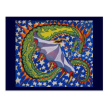 Dragón en las estrellas postal