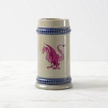 Dragón enojado magenta taza de café