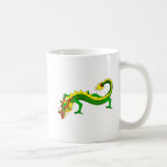 Dragón enojado verde asiático taza de café