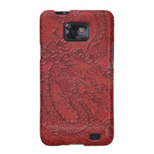 Dragón grabado en relieve en textura del cuero de  samsung galaxy s2 carcasa
