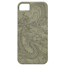 Dragón grabado en relieve en textura del cuero del iPhone 5 protector