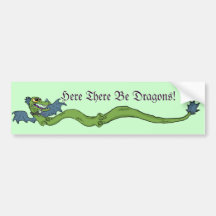 ¡Dragon~here largo allí sea dragones! Pegatina par Etiqueta De Parachoque