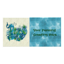 Dragón Jeweled azul Tarjeta Fotografica Personalizada