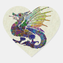 Dragón Jeweled Calcomanías Corazones