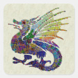 Dragón Jeweled Pegatinas Cuadradas
