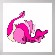 Dragón lindo del bebé en pañal poster